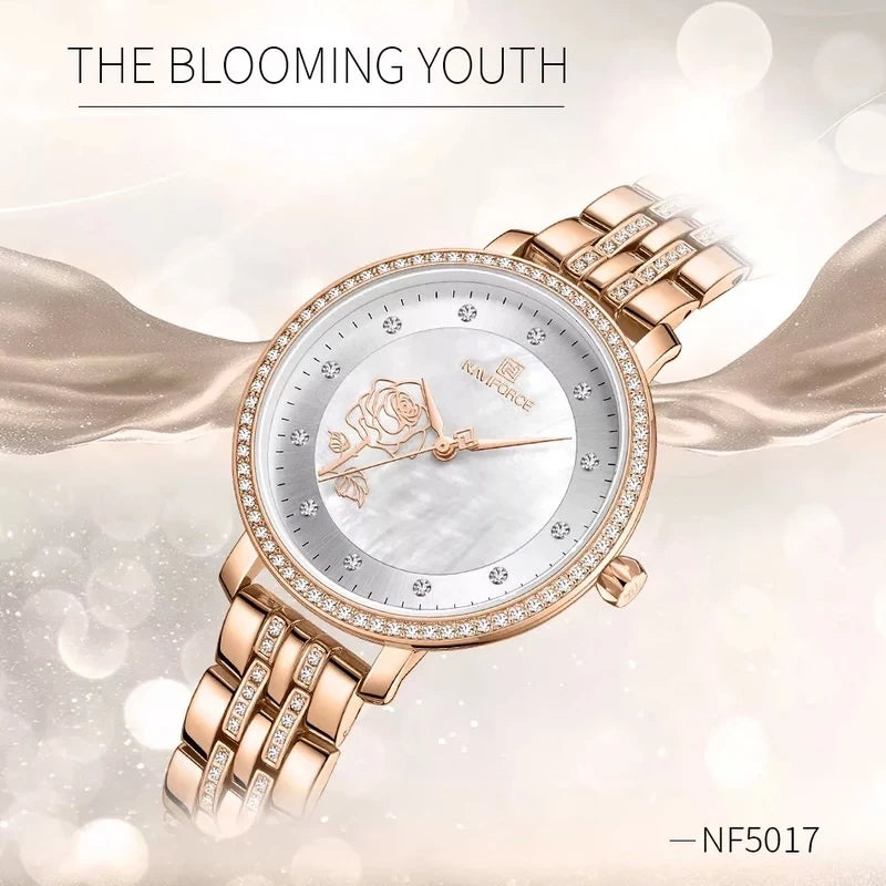 NAVIFORCE - Montre bracelet de luxe pour femmes, Quartz, étanche 3Atm, bijoux Rose, à la mode, pour filles, collection 2023