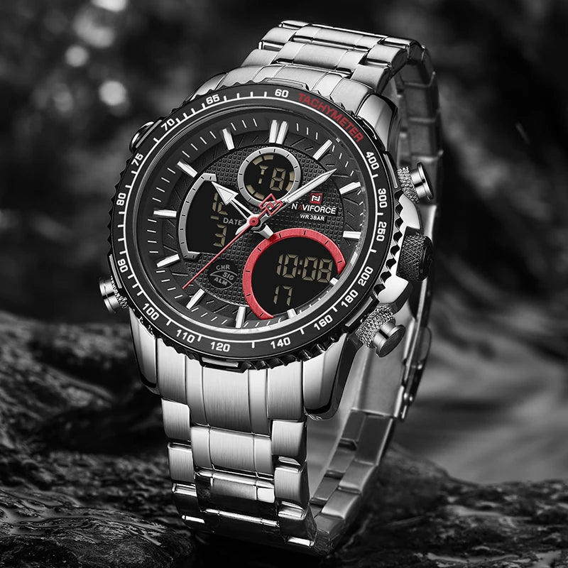 NAVIFORCE 9182 silver black Waterproof