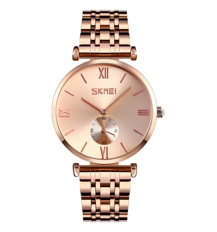Skmei 9198 inoxydable luxe quartz montre-bracelet de marque montres pour femmes
