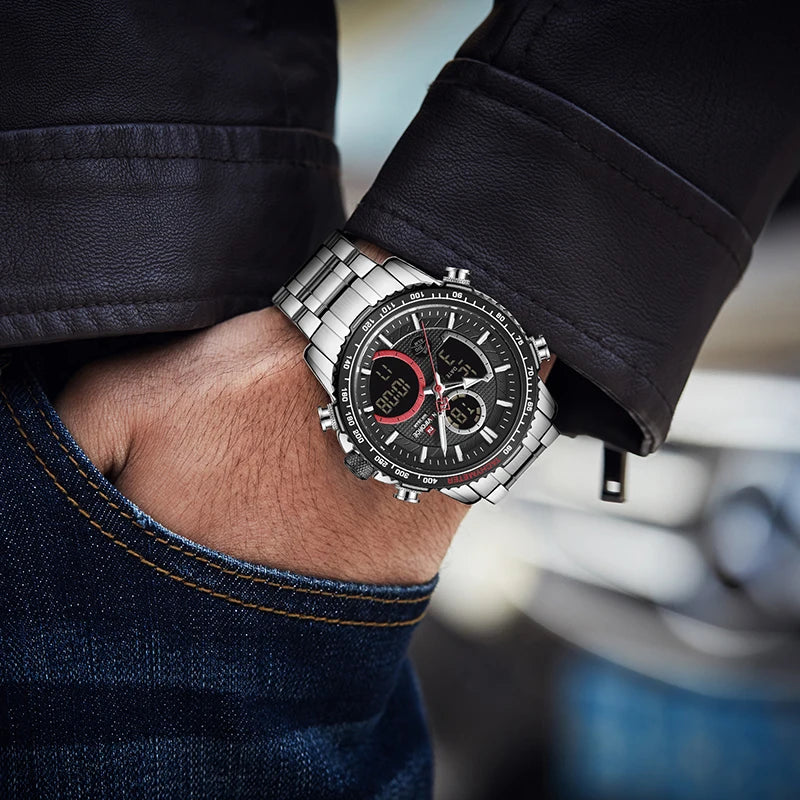NAVIFORCE 9182 silver black Waterproof