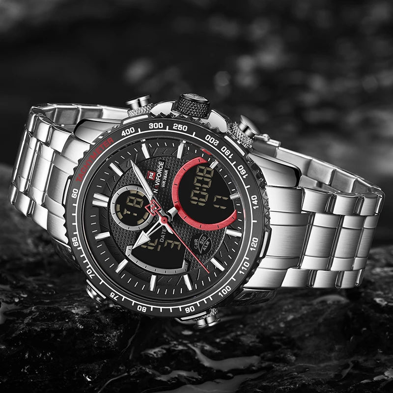 NAVIFORCE 9182 silver black Waterproof
