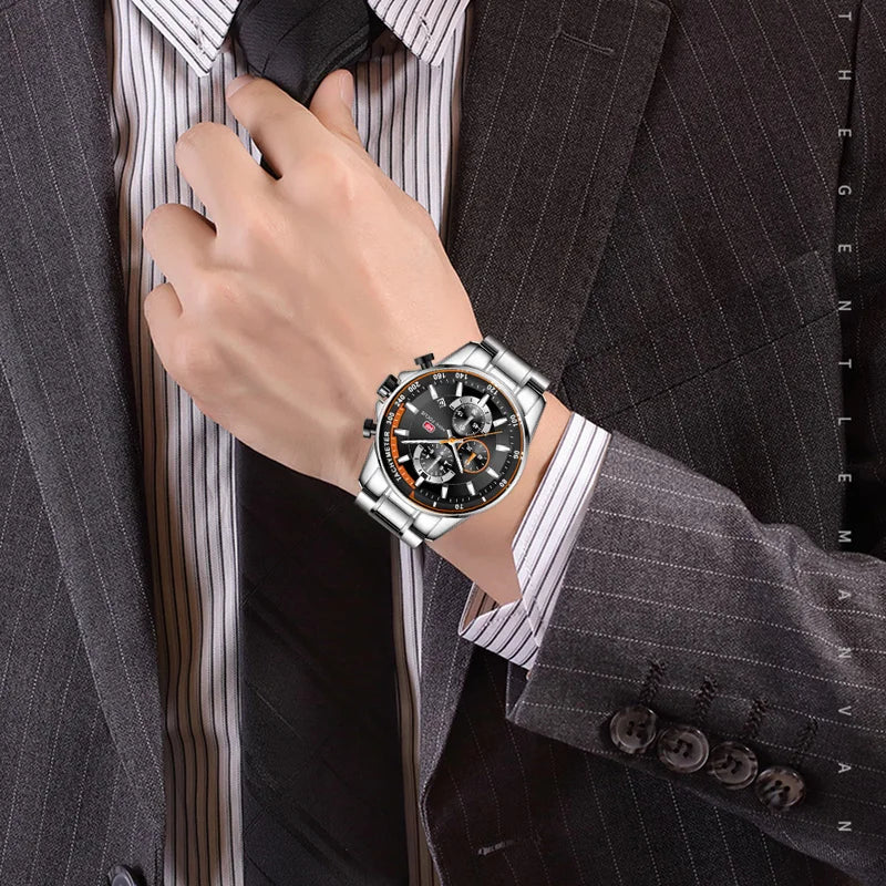 MINI FOCUS 0218G Luxury Waterproof Chronograph Silver