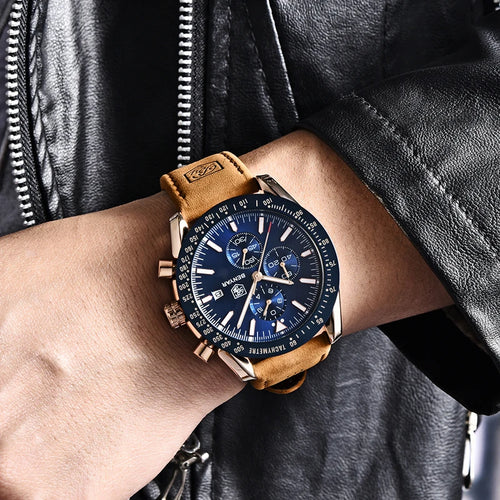 BENYAR BY-5140M Waterproof Men Quartz Watches Top Brand Leather