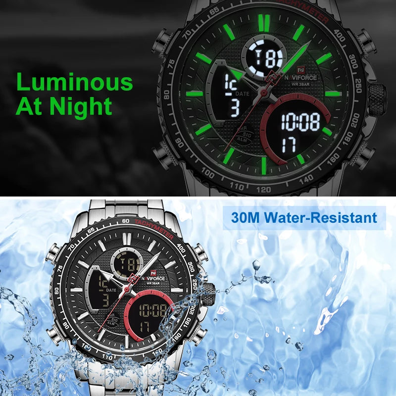 NAVIFORCE 9182 silver black Waterproof