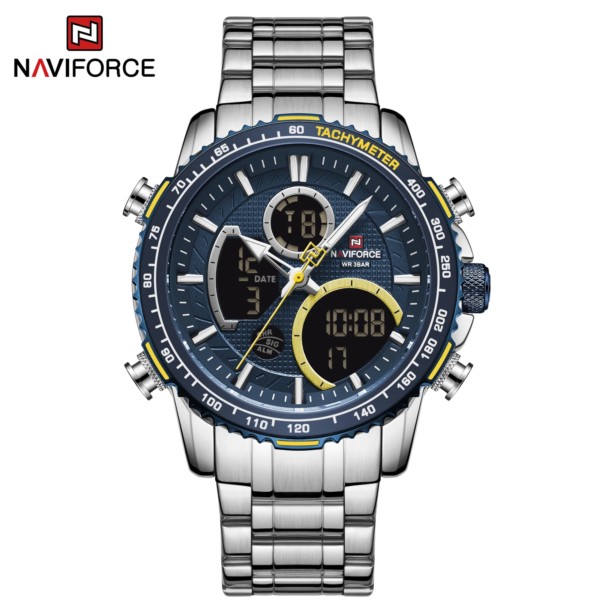 NAVIFORCE 9182 Silver Blue Waterproof