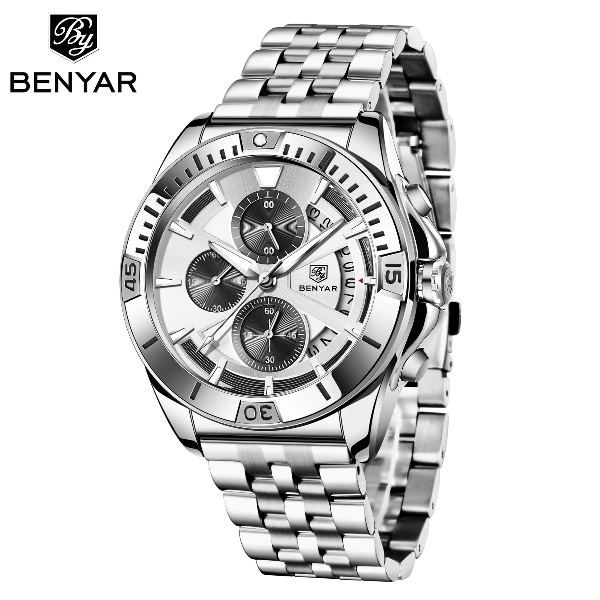 BENYAR Design BY-5180 Watches For Man Chronograph  Blanc