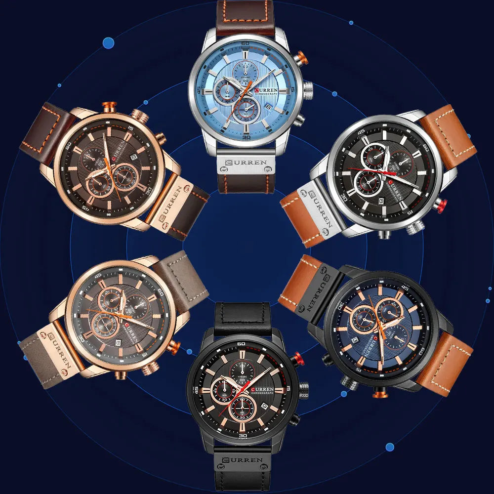 CURREN 8291 Date Quartz Men Watches Chronograph