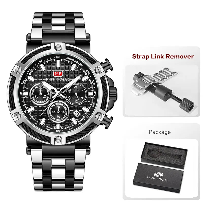 MINI FOCUS 0470G Watches Waterproof SILVER BLACK