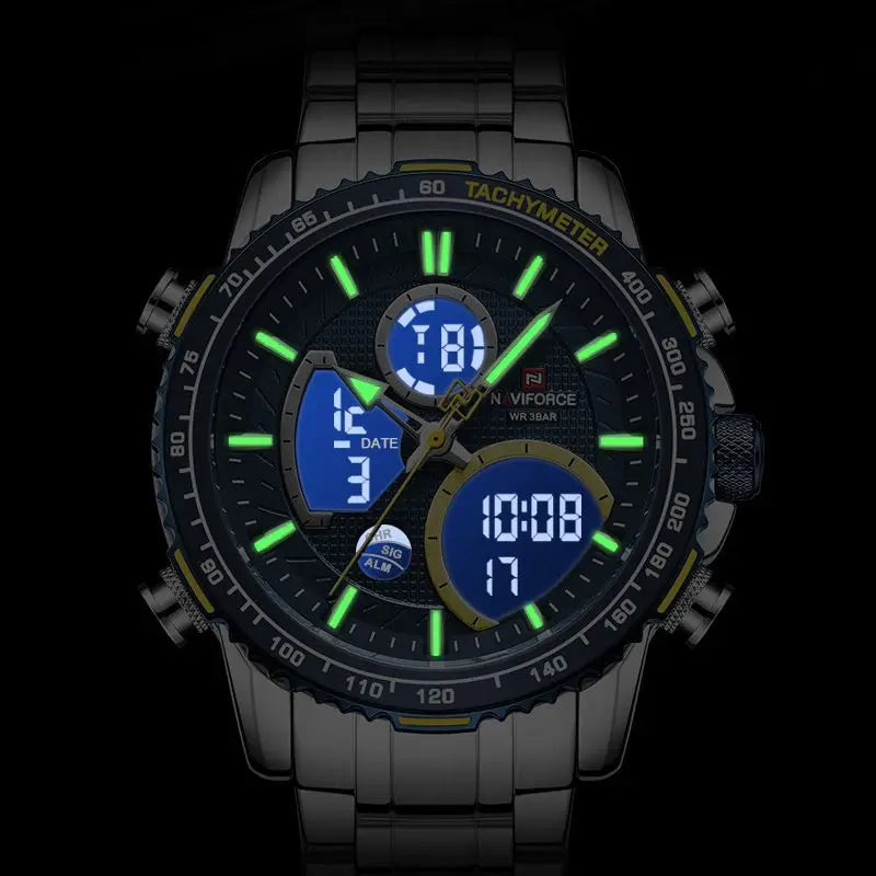 NAVIFORCE 9182 Silver Blue Waterproof