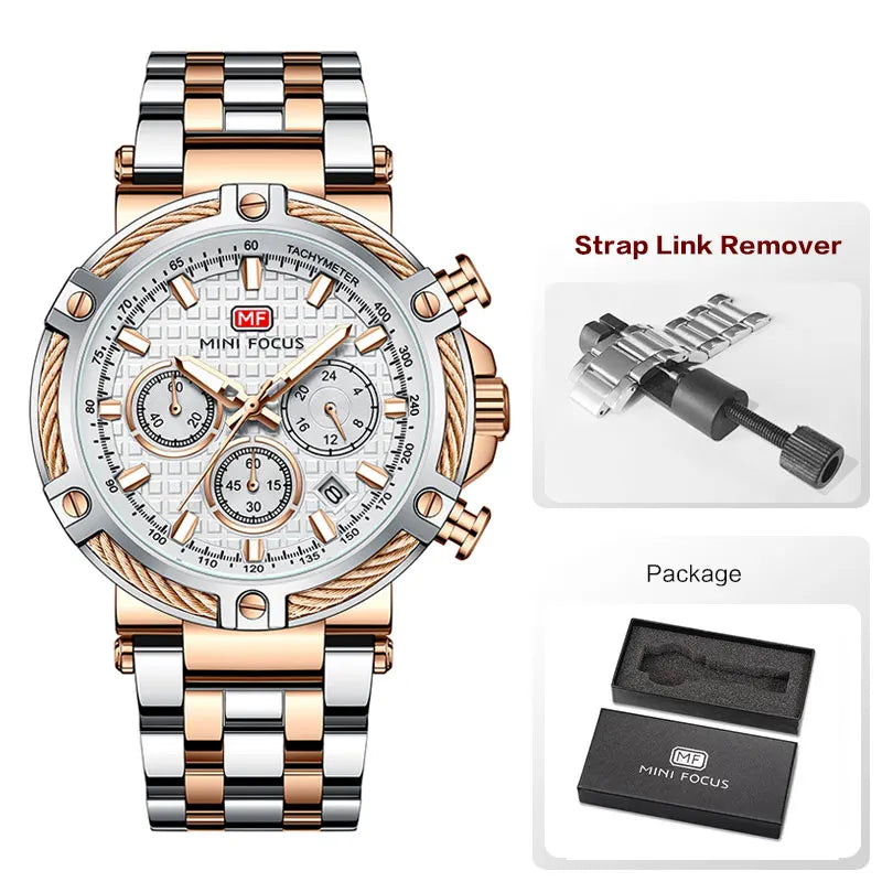 MINI FOCUS 0470G Watches Waterproof RG WHITE