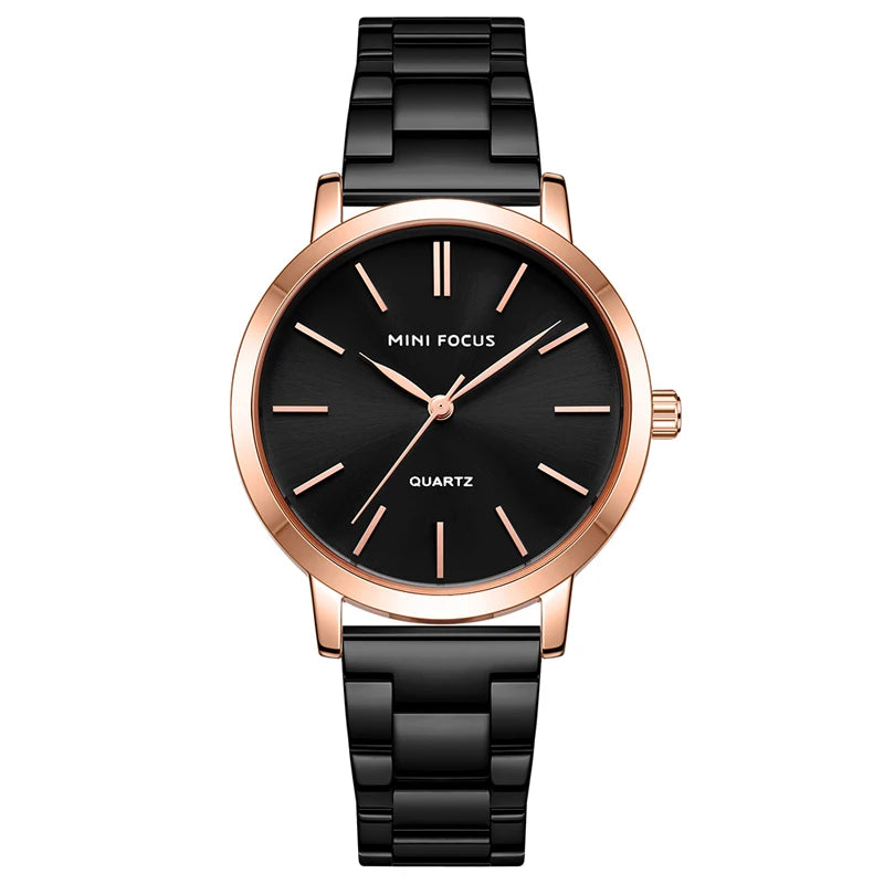 MINI FOCUS MF0307L Black Classic Elegant  Waterproof