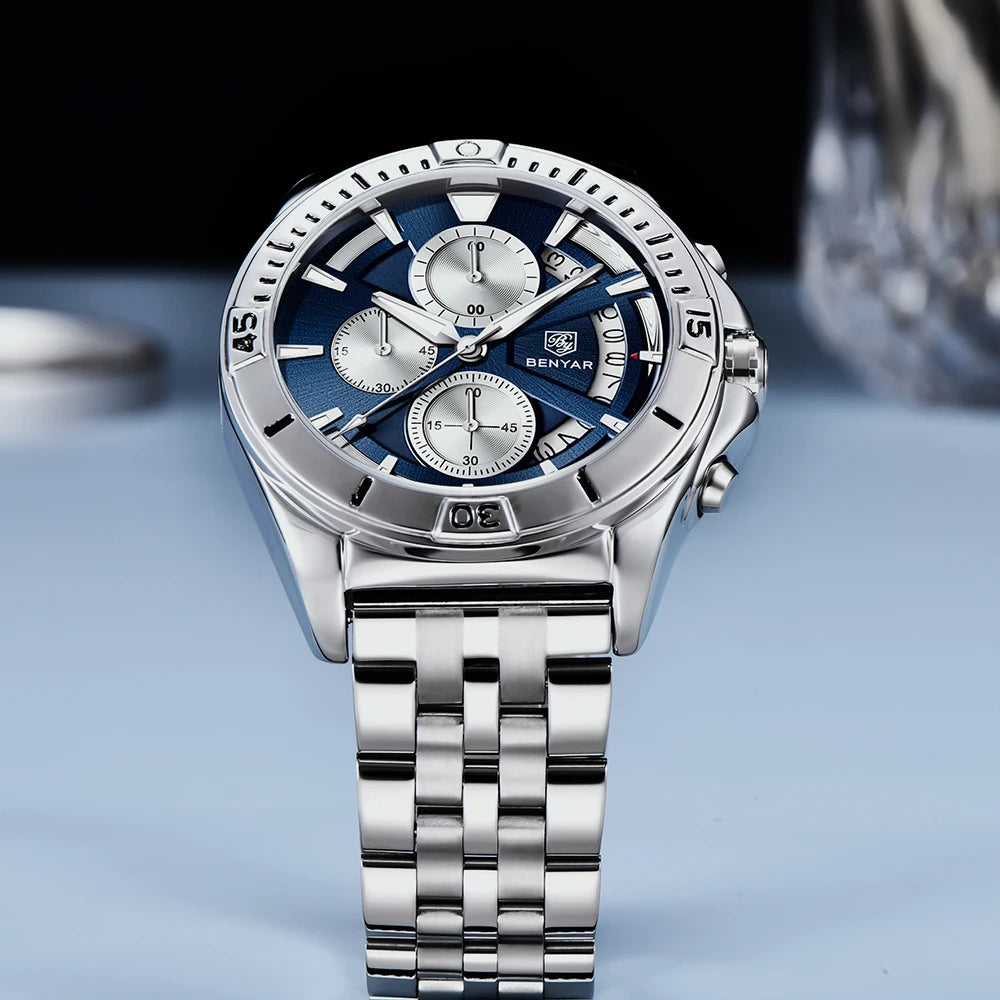 BENYAR Design BY-5180 Watches For Man Chronograph  Blanc