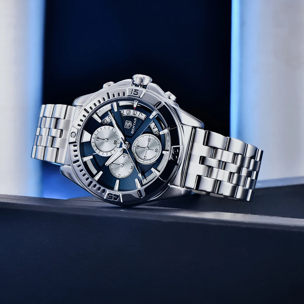 BENYAR Design BY-5180 Watches For Man Chronograph  Blanc
