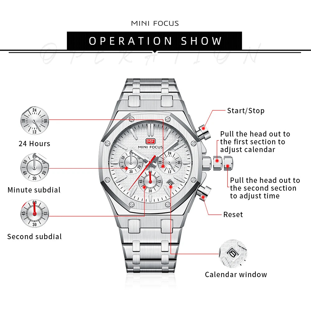 MINI FOCUS 0609G Top Brand Luxury Fashion Quartz Watch for Men