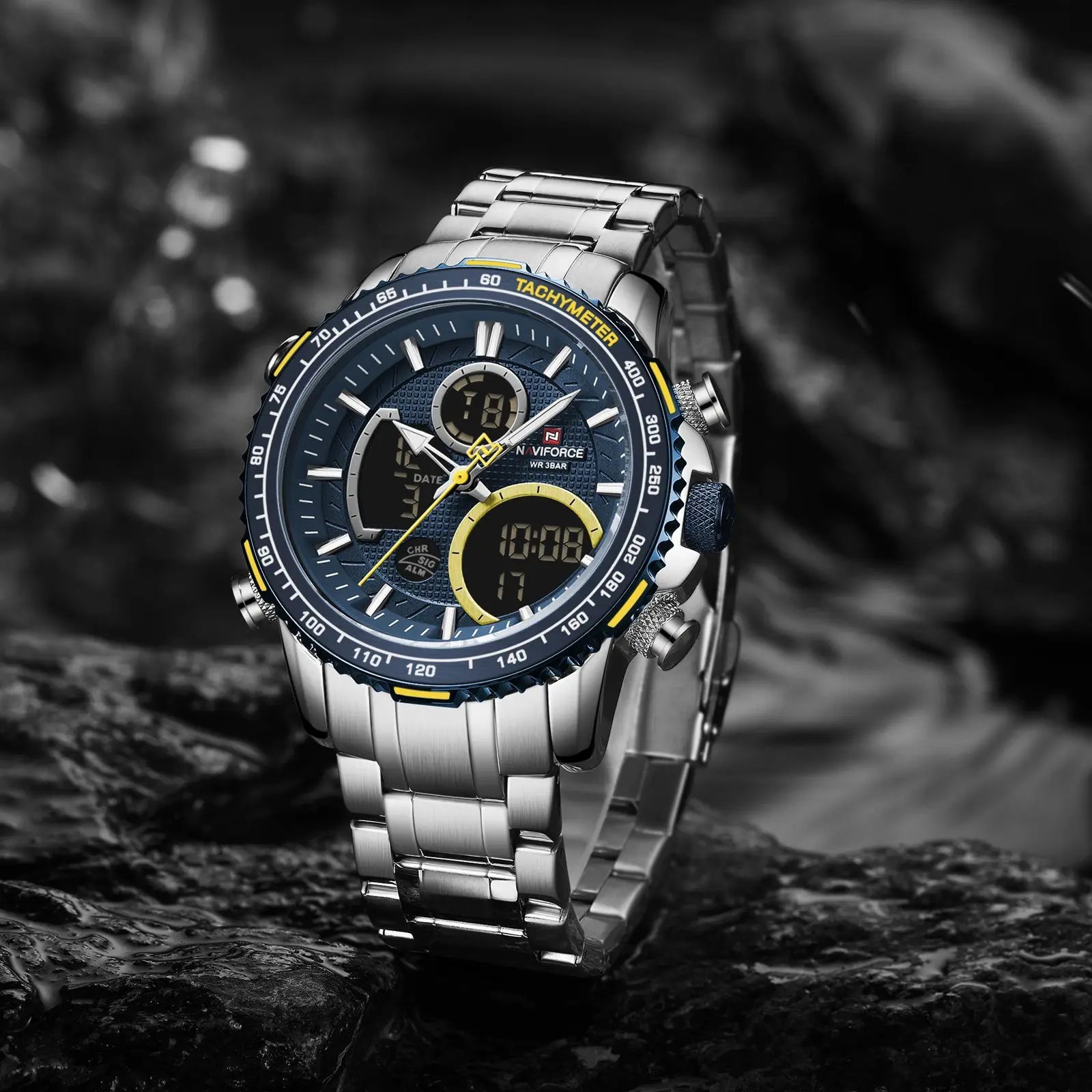 NAVIFORCE 9182 Silver Blue Waterproof