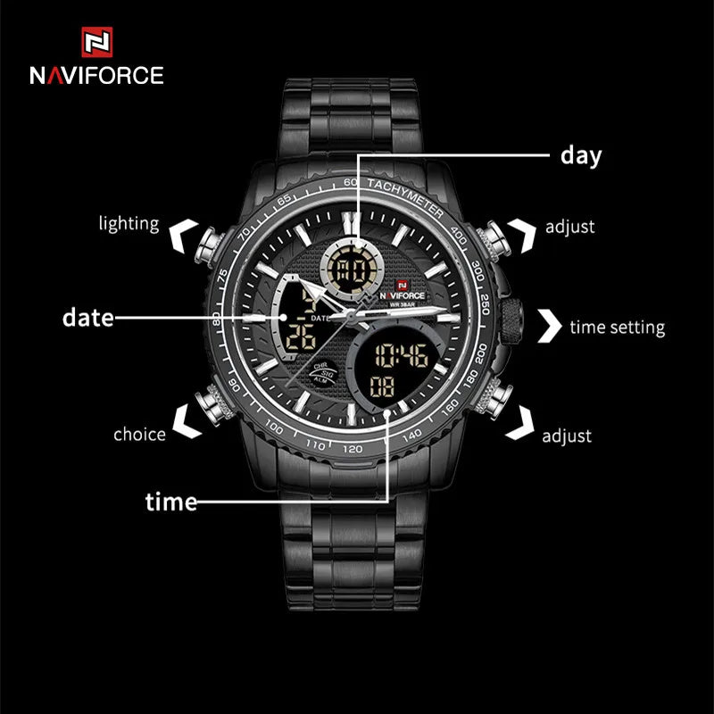 NAVIFORCE 9182 Black Golden Waterproof