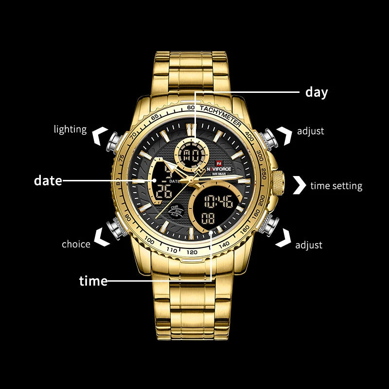 NAVIFORCE 9182 Golden Waterproof