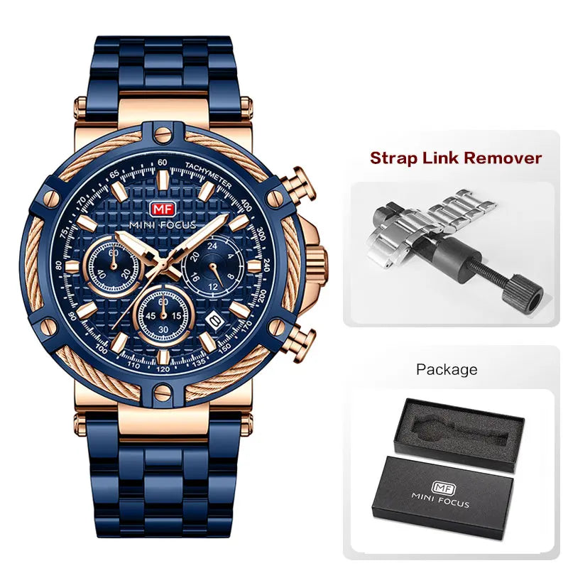 MINI FOCUS 0470G Watches Waterproof RG BLUE