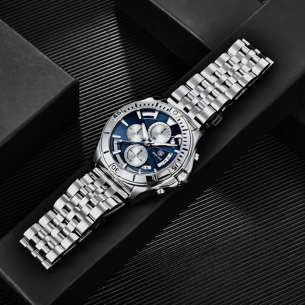 BENYAR Design BY-5180 Watches For Man Chronograph  Blanc
