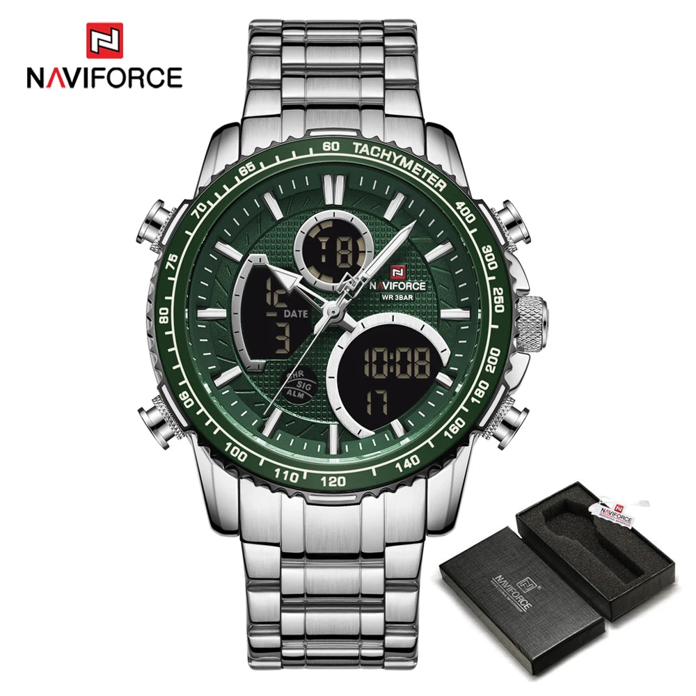 NAVIFORCE 9182 Silver Green Waterproof