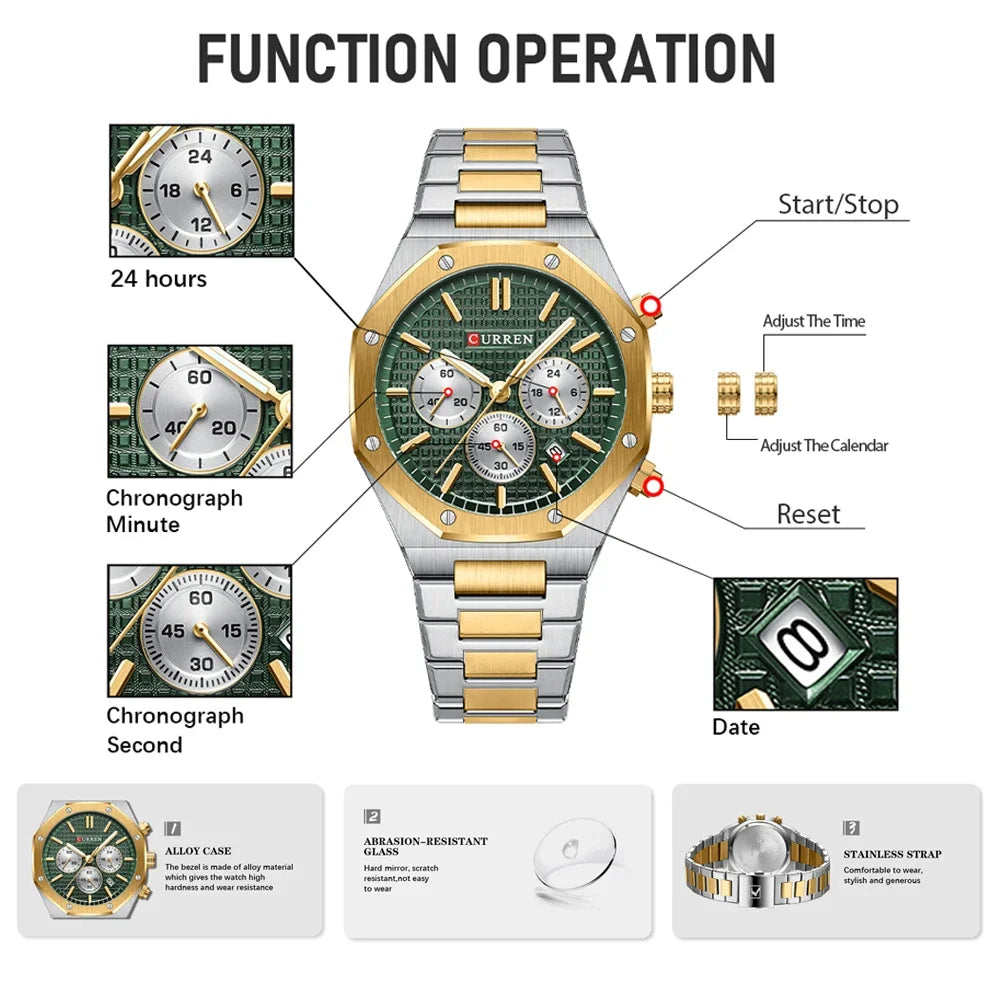 CURREN 8440 Top Brand New Watch Men High Quality Chronograph Waterproof