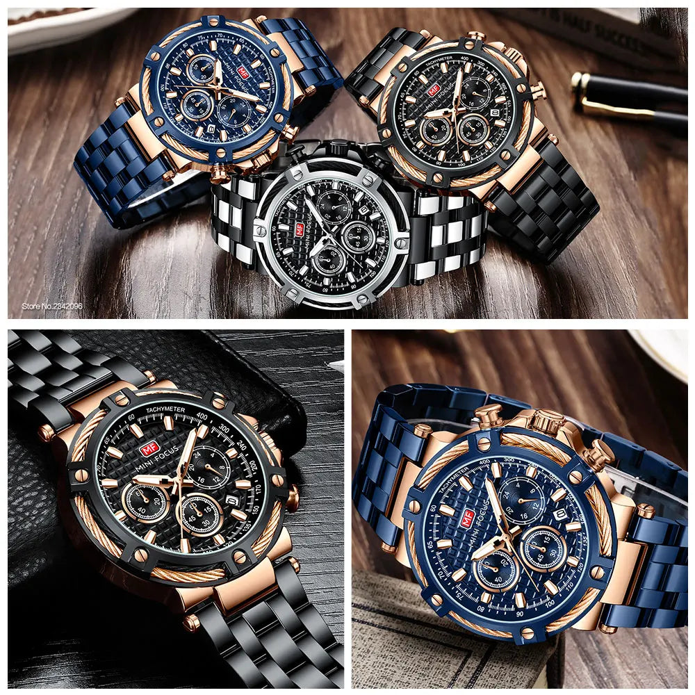 MINI FOCUS 0470G Watches Waterproof SILVER BLACK