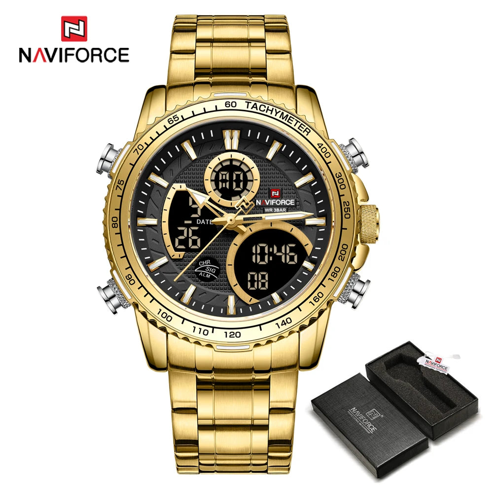 NAVIFORCE 9182 Golden Black Waterproof