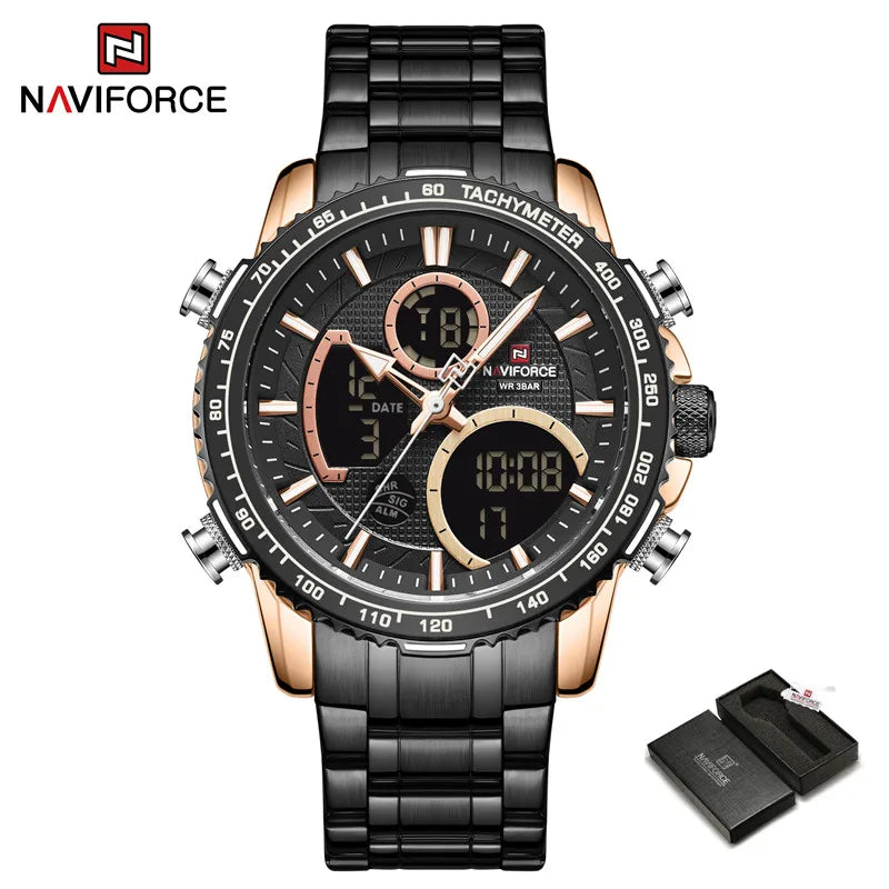 NAVIFORCE 9182 Black Golden Waterproof