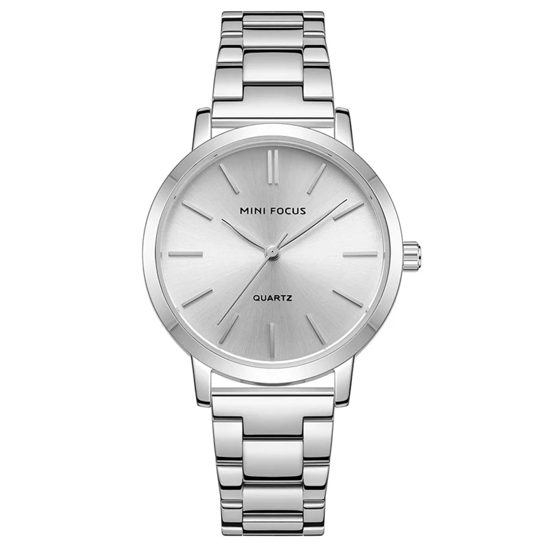 MINI FOCUS MF0307L Silver Classic Elegant  Waterproof