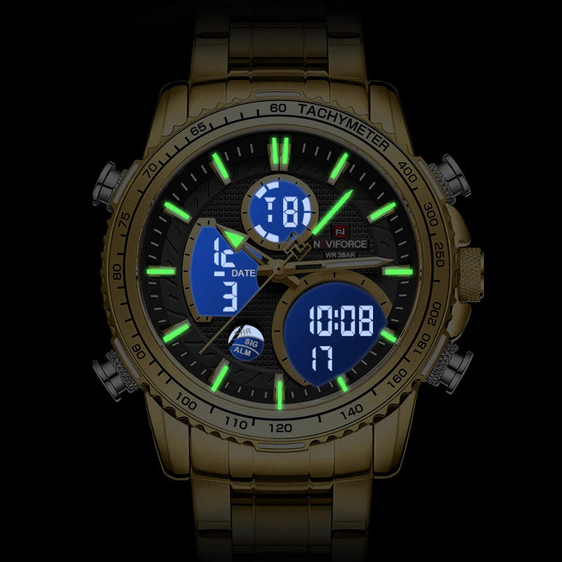 NAVIFORCE 9182 Silver Green Waterproof