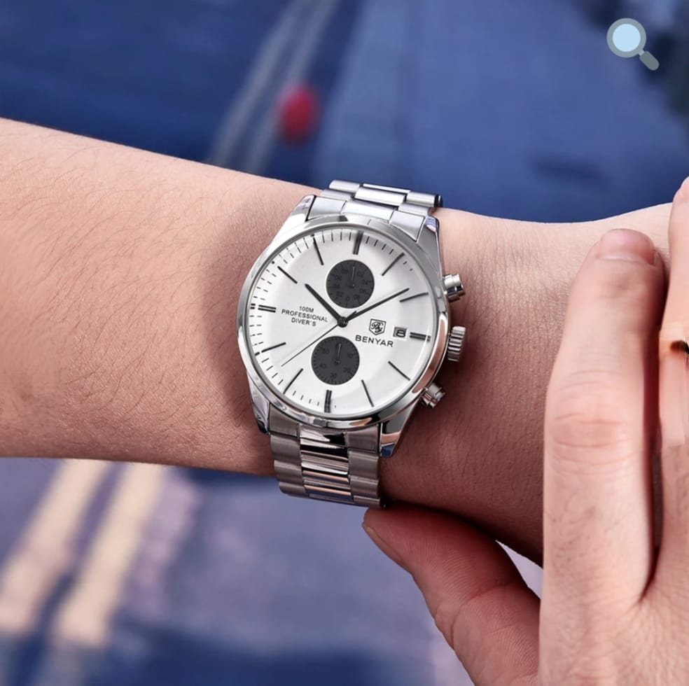 BENYAR  BY-5187M Wristwatches Luxury Brand 100M Waterproof Blanc